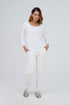 Calça Ampla Pantalona Em Tricot Off White